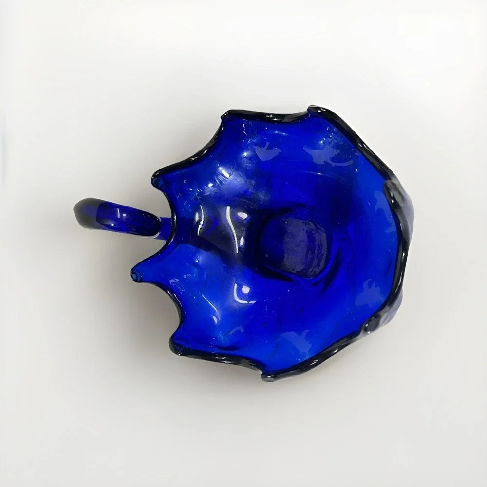 Vintage Cobalt Blue Blown Glass Swan Candy Dish MCM Decorative